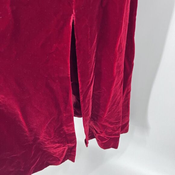 Vintage Tristan & Iseut Red Velvet Button Down Midi Dress - Picture 7 of 7
